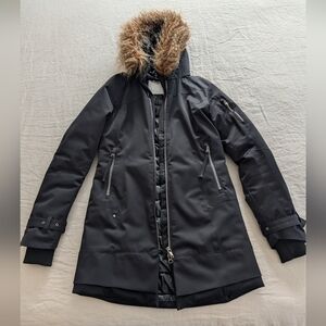 Spyder Women's Black Parka Coat with Fur Trim